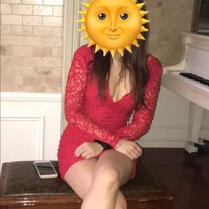 HOT RED LACE MINI DRESS